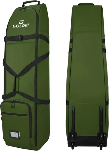 Vista 15 de Goloni Bolsa de viaje de golf con ruedas para aerolíneas, funda de viaje resistente al agua para viajes aéreos, equipaje de golf plegable portátil