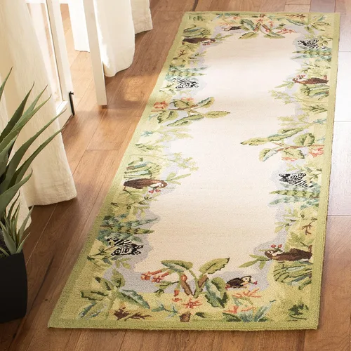 Vista 7 de SAFAVIEH Chelsea Collection - Alfombra decorativa de 1 pies 8 pulgadas x 2 pies 6 pulgadas, beige y verde, lana de campo francesa enganchada a mano
