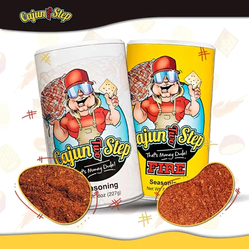 Vista 4 de Cajun Two Step - StaleKracker - Paquete variado - 1 de cada condimento original de 8 onzas y condimento de fuego de 8 onzas