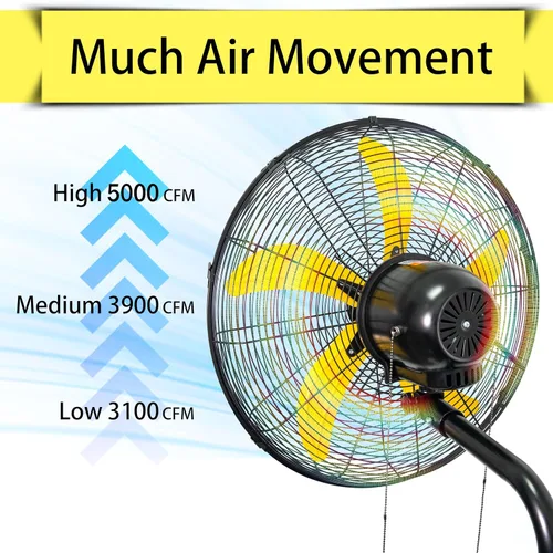 Vista 2 de HiCFM Ventilador oscilante de montaje en pared de 20 pulgadas, ventiladores