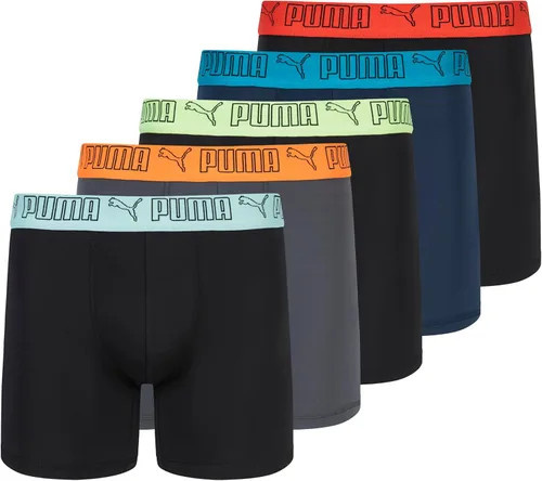 Vista 7 de PUMA Paquete de 5 calzoncillos tipo bóxer Performance para hombre Azul marino/rojo/negro