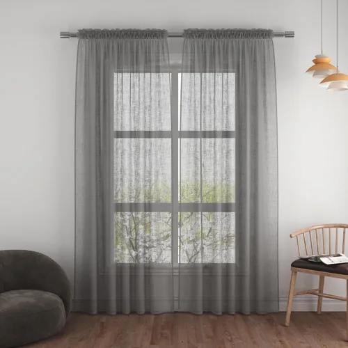 Vista 32 de UPOPO Paneles de Cortina Beige Pequeños Cortinas Transparentes de Gasa de 16 Pulgadas de Largo Cortinas de Cocina de Voile con Textura de Lino