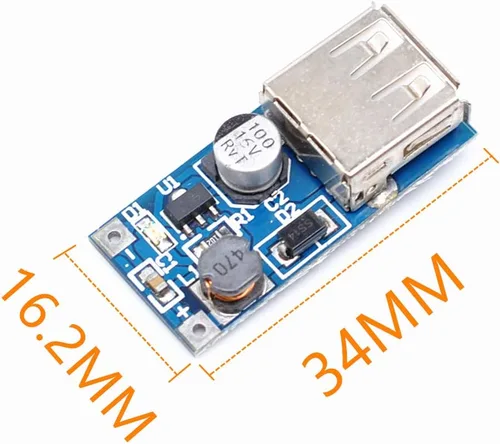 Vista 5 de Convertidor de impulso DC-DC de 5 piezas, 0.9 V-5 V a 5 V, módulo de salida USB, placa de fuente de alimentación de 600 mA, control PFM