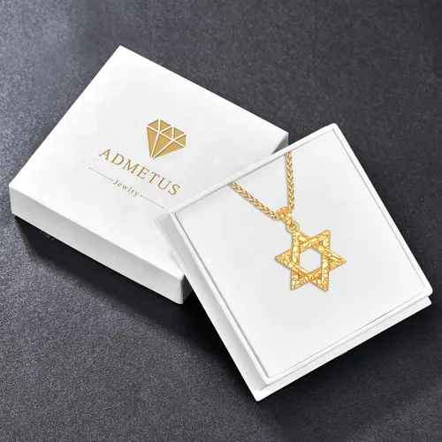 Vista 7 de ADMETUS Star of David Necklace 925 Sterling Silver Jewish Star Pendant Estrella de David Jewelry Gifts for Men with 22"+2" Chain