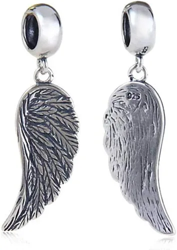 Vista 4 de Abalorio de ala de ángel de plata de ley 925 con plumas de amor para pulsera Pandora (F)