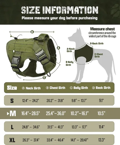 Vista 2 de Arnés militar para perro, sin tirones, con asa y Molle, de fácil control, arnés para perro, arnés de entrenamiento para caminar, ajustable, Verde