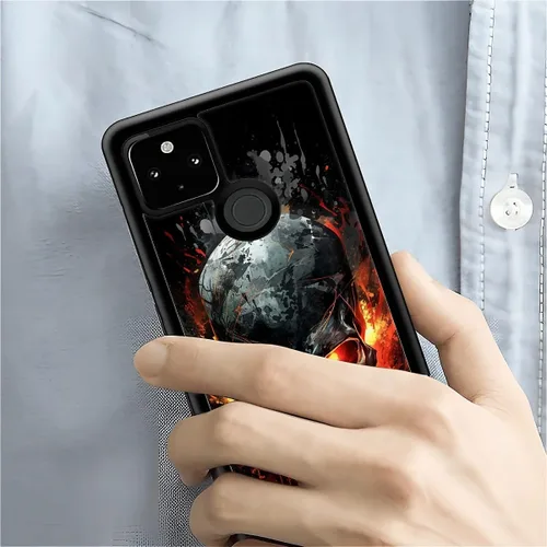 Vista 1873 de Compatible con Google Pixel 4A 5G Mobile Case Creative Acrylic Panel trasero Silicona Protección Grip especialmente diseñado para Google Pixel 4A 5G