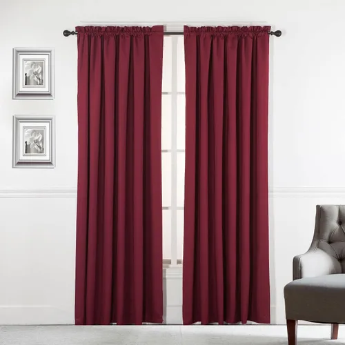 Vista 14 de Diamond Home Linens Cortinas opacas con dobladillo para cortinero de 45 pulgadas de largo para dormitorio, paneles de tratamiento de ventanas