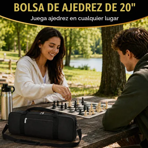 Vista 5 de LEAP Bolsa de ajedrez solo para juegos de ajedrez, práctica bolsa de transporte con cuatro partes de tienda para tablero de ajedrez enrollable