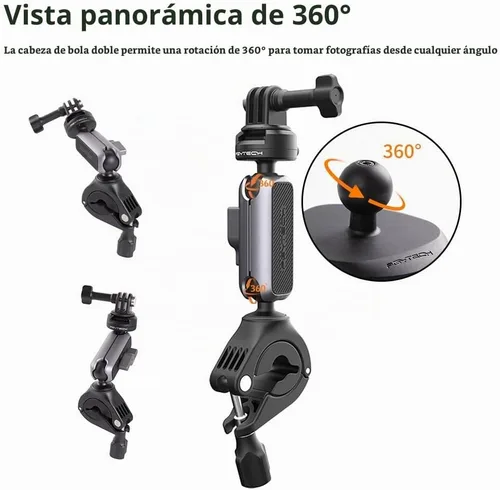 Vista 3 de PGYTECH CapLock - Soporte para manillar de motocicleta de liberación rápida, rotación de doble bola de 360°, adaptador de rosca de 1/4"-20, para DJI
