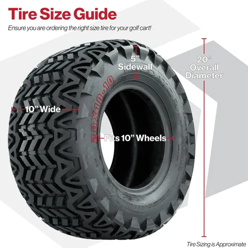 Vista 2 de GTW Predator - Neumático todo terreno para carrito de golf de 20 pulgadas, 20 x 10-10, 4 capas, ajuste universal para ruedas de 10 pulgadas