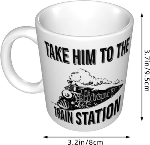 Vista 3 de Taza de café con texto en inglés "Take Him To The Train Station", regalo de cumpleaños, Navidad, 11 onzas