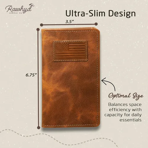 Vista 2 de RAW HYD - Cartera larga de cuero para hombres Funda de chequera doble un gran regalo para hombres