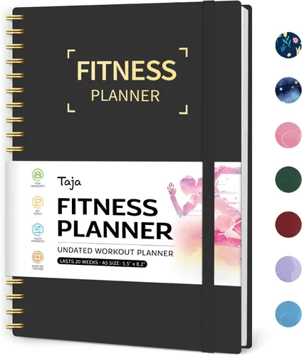 Vista 12 de Diario de entrenamiento físico para mujeres y hombres, tamaño A5 (5.5 x 8.2 pulgadas), planificador de registro de entrenamiento para rastrear
