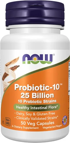 Vista 10 de Suplementos NOW, Probiotic-10™, 25 mil millones, con 10 cepas, 30 cápsulas vegetales