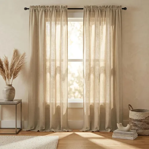 Vista 42 de Mrs.Naturall - Cortinas transparentes con bolsillo para barra de 36x63 pulgadas de lino mezclado negro
