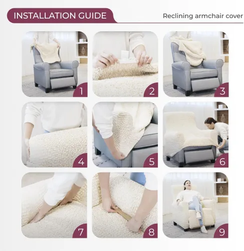 Vista 9 de PAULATO BY GA.I.CO. Funda para sillón reclinable, funda de ajuste suave, protector elástico de muebles reclinables de 1 pieza, tela hipoalergénica