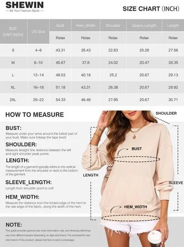Vista 6 de SHEWIN Sudaderas para mujer, cuello redondo, color sólido, a la moda, cálidas, de gran tamaño, ligeras, sin botones