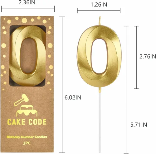 Vista 6 de Velas de cumpleaños de oro con diamantes de 2.76 pulgadas, velas de números dorados, velas de números de pastel, celebración de fiesta
