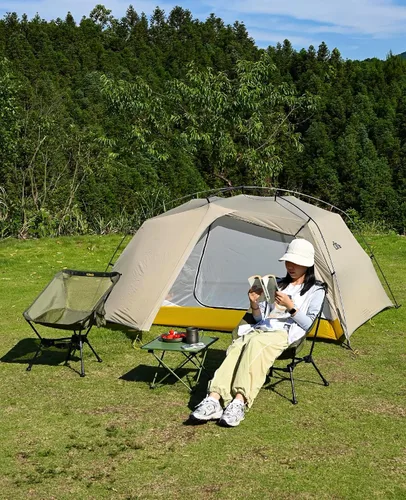 Vista 7 de iClimb Silla plegable ultraligera compacta y antihundimiento, color negro