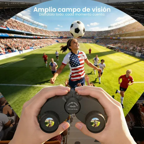 Vista 3 de Prismáticos de alta potencia plegables Aurosports 10 x 25, con luz débil, visión nocturna, clara observación de aves, ideal para deportes al aire