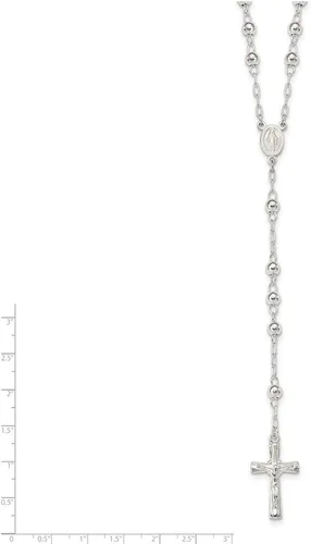 Vista 6 de Diamond2Deal Rosario pulido de plata de ley de 26 pulgadas, collar de regalo