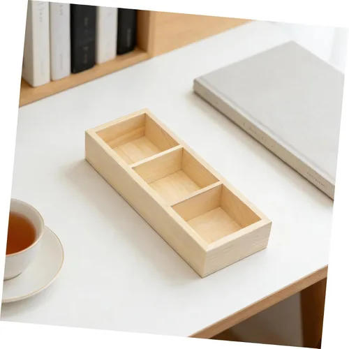 Vista 8 de Tea Bag Organizer Box, 3 Compartment Wooden Storage Box