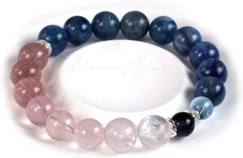 Vista 126 de Precious Gemstone Natural Crystal Healing Bracelet, Rutilated Quartz, Moonstone, Quartz Handmade Original Design Bracelet