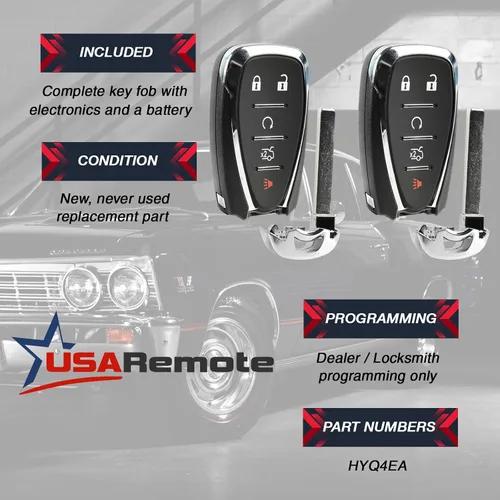 Vista 3 de Control remoto de entrada sin llave inteligente compatible con Chevy Camaro Malibu Cruze 2016-2019 (HYQ4EA), juego de 2