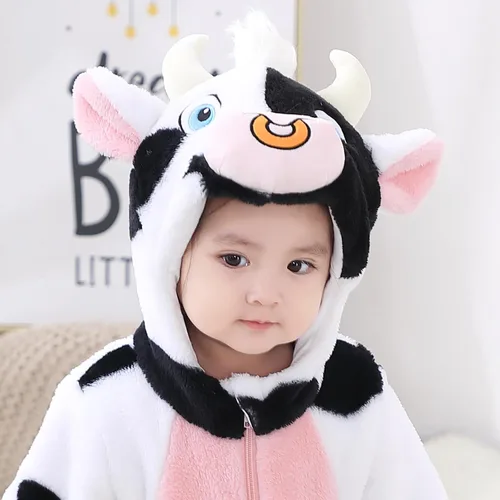Vista 4 de Lindo disfraz de animal para bebé, niña, niño, disfraz de Halloween, mullido, cálido, para otoño e invierno, regalos de Navidad