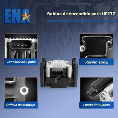 Vista 4 de Paquete de Bobina de Encendido ENA 2.0 Compatible con VW 1998 1999 2000 2001 Beetle Golf, 1999 2000 2001 2011 2012 2013 2014 2015 Jetta S Base L4