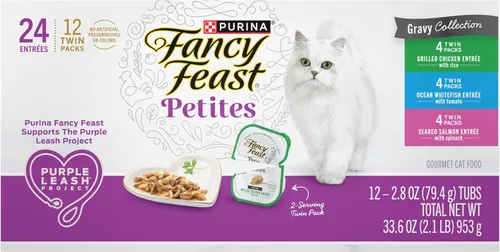 Vista 10 de Purina Fancy Feast Gourmet - Paquete variado de alimentos húmedos para gatos, colección Petites Gravy, tinas separables, 24 porciones