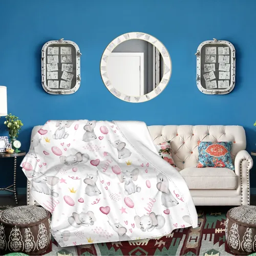 Vista 6 de Manta de elefante con globos, manta de franela súper suave y ligera para niños, adultos, adecuada para sofá, cama, campamento, viajes, todas