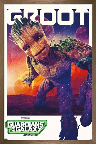 Vista 14 de Trends International Marvel Guardianes de la Galaxia Vol. 3 - Póster de pared Groot One Sheet 22.4L x 14.7W, versión enmarcada de madera de granero