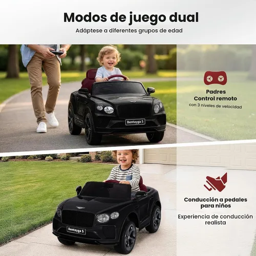 Vista 6 de Autos eléctricos Bentley Bentayga con licencia para niños Cristal negro