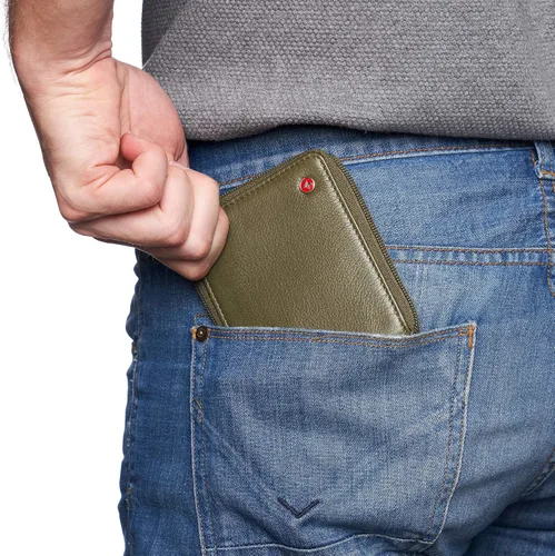Vista 4 de Alpine Swiss Logan - Cartera plegable con cremallera para hombre o mujer, seguridad RFID, viene en una caja de regalo, cartera Rfid, talla única