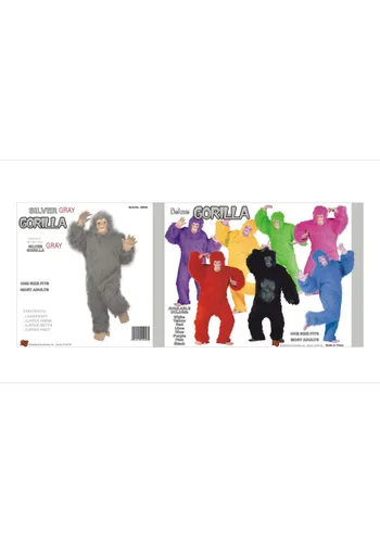 Vista 2 de Disfraz de Gorila Gris para Adultos Multicolor