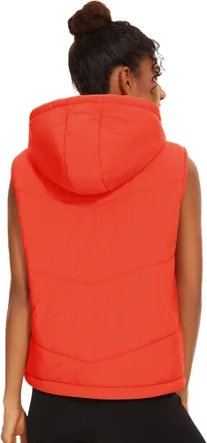 Vista 4 de Micoson Chalecos acolchados para mujer, de invierno, sin mangas, con capucha, con cremallera, cuello alto, con bolsillo, ajuste holgado