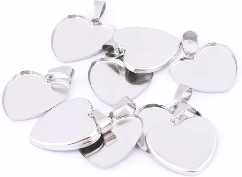 Vista 3 de 40 unidades de 0.972 in con ajustes de cabujón de corazón de acero inoxidable Bisel Colgante Bandejas DIY Neclace Base en blanco para suministros