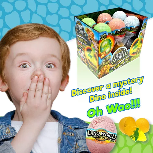 Vista 6 de JA-RU Dino World - Huevos de dinosaurio iluminados con slime y pequeño juguete de dinosaurio en el interior Masilla sensorial para niños, juguete
