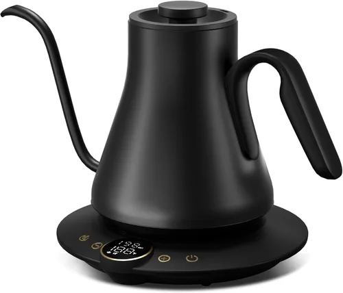 Vista 17 de INTASTING - Hervidor eléctrico de cuello de cisne con control de temperatura de ±1℉ para café y té de infusión, calentamiento rápido, acero