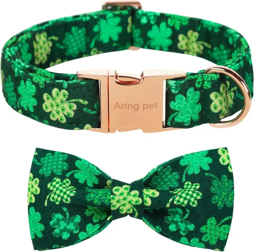 Vista 37 de ARING PET Collar de perro con corbatín, collares de terciopelo para perros con corbatín extraíble, collar de lazo ajustable para perros hembras
