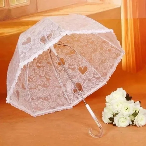 Vista 8 de Siepasa Paraguas transparente de burbujas para mujer paraguas de cúpula transparente con mango clásico de gancho para bodas de caballeros y damas