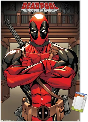 Vista 11 de Trends International Marvel Comics Deadpool - Póster de pared de postura, 14.725 x 22.375 pulgadas, versión enmarcada de madera de granero