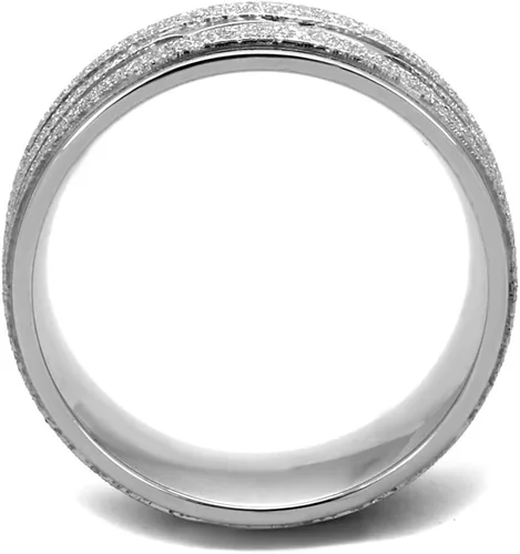 Vista 3 de Marimor Jewelry Anillo de boda de acero inoxidable 316 con purpurina de 0.315 in de ancho, tamaño 5-10, Acero inoxidable, oro, metal
