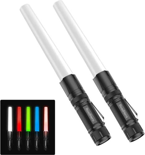 Vista 2 de RoadHero Paquete de 2 linternas LED multicolor de 12 pulgadas para control de tráfico, 4 colores en 1, luz de señal de seguridad para versión
