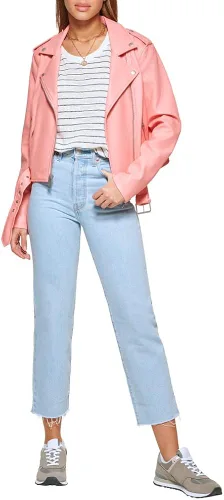 Vista 2 de Levi's Women's Faux Leather Belted Motorcycle Jacket (Standard & Plus Sizes)