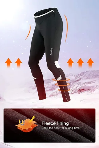 Vista 3 de Santic Winter Women's Cycling Pants 4D Padded Windproof Fleece Lined Bicycle Leggings