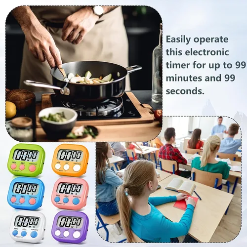 Vista 5 de Paquete de 24 temporizadores digitales de cocina, temporizador digital magnético con pantalla grande, temporizador de cocina con anillo fuerte