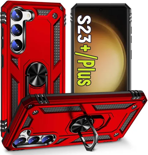Vista 16 de Funda protectora diseñada para Galaxy S23 con soporte, a prueba de caídas militares, a prueba de golpes, a prueba de polvo, para Samsung S23, rosa